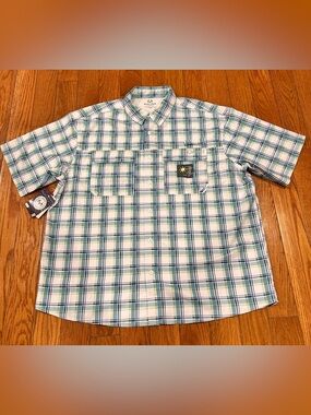 Realtree Shirt Men Short Sleeve Plaid Performance Fishing Guide Size XL NEW